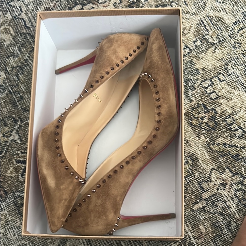 Christian Louboutin Size 42 Anjalina 85 Veau Velours Macchiato Suede